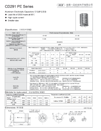 HX [Nantong Yipin] HX [snap-in] CD291 PE -PARTIAL-  . Electronic Components Datasheets Passive components capacitors HX [Nantong Yipin] HX [snap-in] CD291 PE -PARTIAL-.pdf