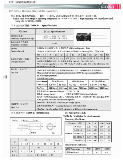 Foai [radial thru-hole] FZF Series  . Electronic Components Datasheets Passive components capacitors Foai Foai [radial thru-hole] FZF Series.pdf