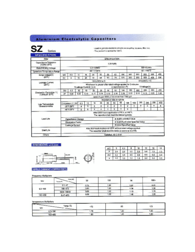 Chang-Chang [radial thru-hole] SZ Series  . Electronic Components Datasheets Passive components capacitors Chang-Chang chang-chang [radial thru-hole] SZ Series.pdf