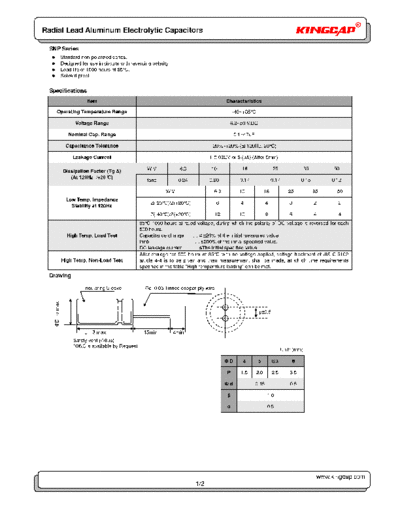 Kingcap [non-polar radial] SNP Series  . Electronic Components Datasheets Passive components capacitors Kingcap Kingcap [non-polar radial] SNP Series.pdf