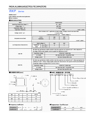 Nicon RKP [radial thru-hole] Series  . Electronic Components Datasheets Passive components capacitors Nicon Nicon RKP [radial thru-hole] Series.pdf