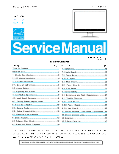 AOC aoc 519sw lcd monitor service manual  AOC Monitor 519SW aoc_519sw_lcd_monitor_service_manual.pdf