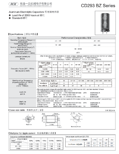 HX [Nantong Yipin] HX [snap-in] CD293 BZ -PARTIAL  . Electronic Components Datasheets Passive components capacitors HX [Nantong Yipin] HX [snap-in] CD293 BZ -PARTIAL.pdf