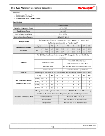 Kingcap [smd] SV Series  . Electronic Components Datasheets Passive components capacitors Kingcap Kingcap [smd] SV Series.pdf