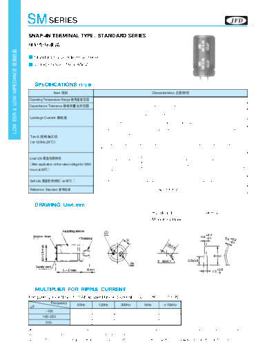 JFD [Jinfuda] JFD [snap-in] SM Series  . Electronic Components Datasheets Passive components capacitors JFD [Jinfuda] JFD [snap-in] SM Series.pdf