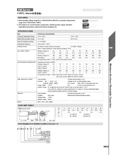 Samxon [radial thru-hole] KM Series  . Electronic Components Datasheets Passive components capacitors Samxon Samxon [radial thru-hole] KM Series.pdf