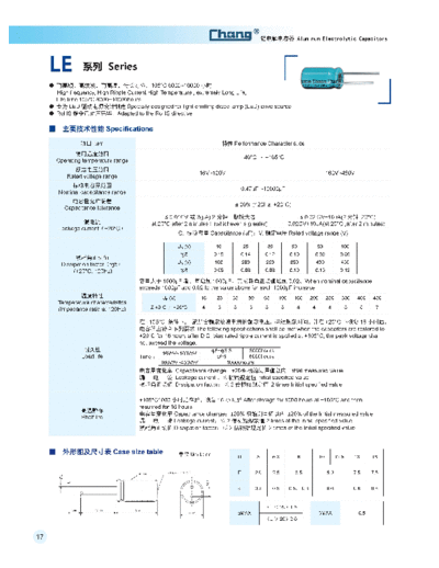 Chang [radial thru-hole] LE Series  . Electronic Components Datasheets Passive components capacitors Chang Chang [radial thru-hole] LE Series.pdf