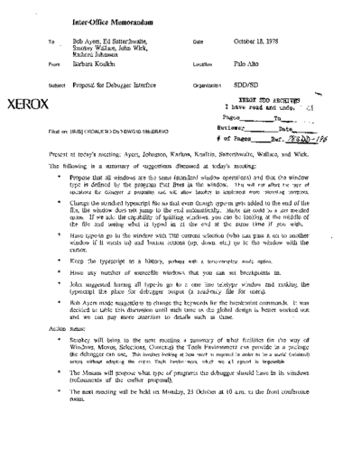 xerox 19781018 Proposal For Debugger Interface  xerox sdd memos_1978 19781018_Proposal_For_Debugger_Interface.pdf