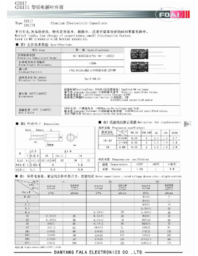 Foai [radial thru-hole] CD117-CD117H Series  . Electronic Components Datasheets Passive components capacitors Foai Foai [radial thru-hole] CD117-CD117H Series.pdf