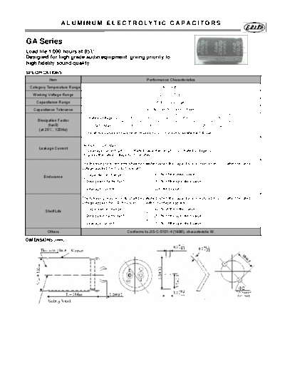 Elite [snap-in] GA Series  . Electronic Components Datasheets Passive components capacitors Elite Elite [snap-in] GA Series.pdf
