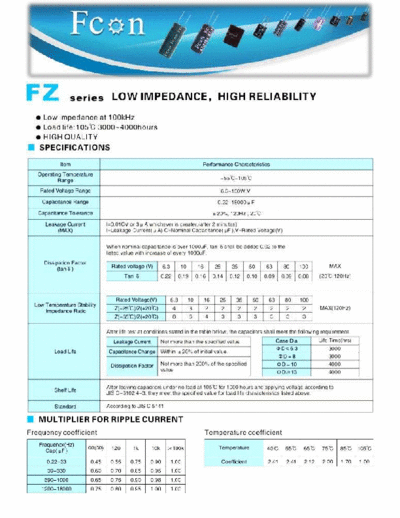 Fcon [radial thru-hole] FZ Series  . Electronic Components Datasheets Passive components capacitors Fcon Fcon [radial thru-hole] FZ Series.pdf