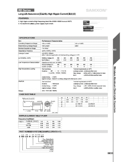 Samxon [radial thru-hole] RD Series  . Electronic Components Datasheets Passive components capacitors Samxon Samxon [radial thru-hole] RD Series.pdf