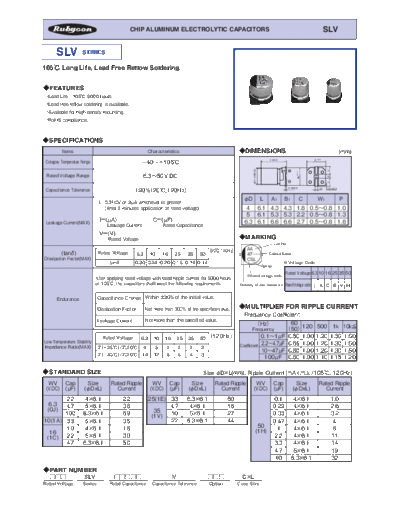 Rubycon [smd] SLV Series  . Electronic Components Datasheets Passive components capacitors Rubycon Rubycon [smd] SLV Series.pdf