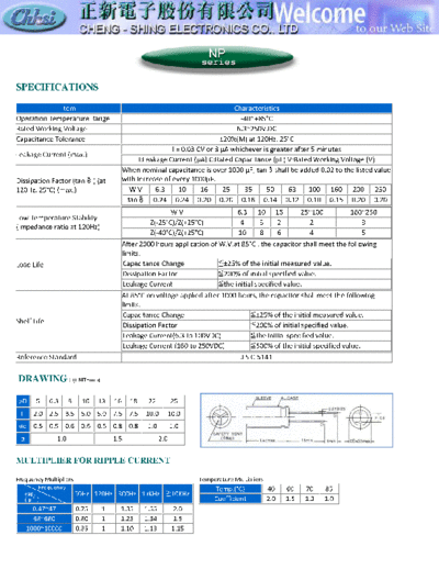 Chhsi [radial] 2004 NP series  . Electronic Components Datasheets Passive components capacitors Chhsi Chhsi [radial] 2004 NP series.pdf