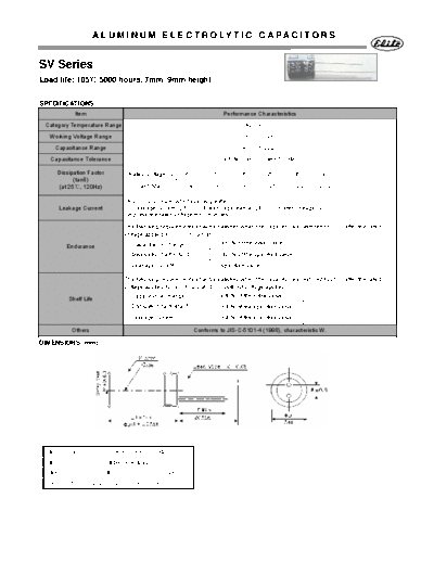 Elite [radial thru-hole] SV Series  . Electronic Components Datasheets Passive components capacitors Elite Elite [radial thru-hole] SV Series.pdf