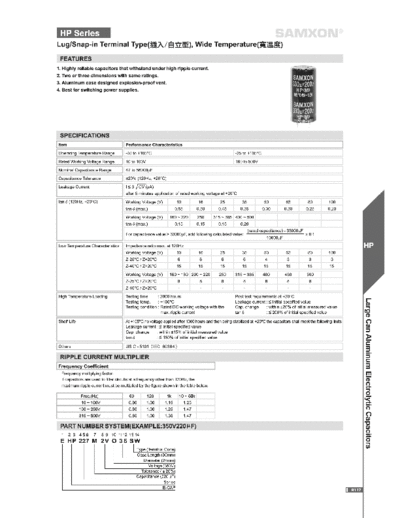 Samxon [lug & snap-in] HP Series  . Electronic Components Datasheets Passive components capacitors Samxon Samxon [lug & snap-in] HP Series.pdf