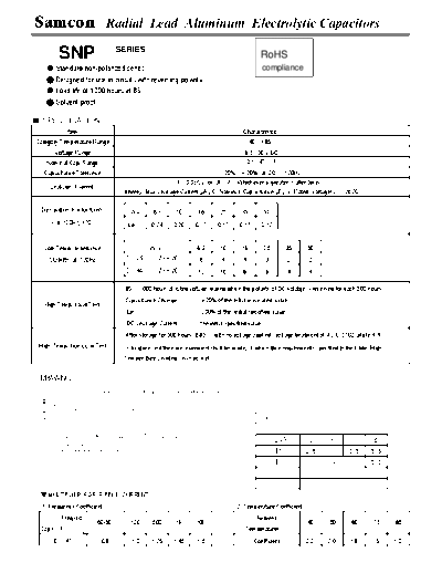 Samcon [bi-polar radial] SNP Series  . Electronic Components Datasheets Passive components capacitors Samcon Samcon [bi-polar radial] SNP Series.pdf