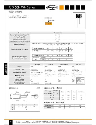 Jianghai [radial thru-hole] WH Series  . Electronic Components Datasheets Passive components capacitors Jianghai Jianghai [radial thru-hole] WH Series.pdf
