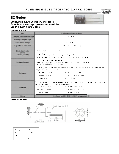Elite [radial thru-hole] EC Series  . Electronic Components Datasheets Passive components capacitors Elite Elite [radial thru-hole] EC Series.pdf