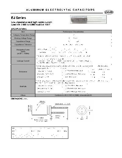 Elite [radial thru-hole] EJ Series  . Electronic Components Datasheets Passive components capacitors Elite Elite [radial thru-hole] EJ Series.pdf