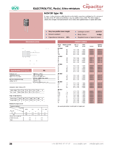 Nover [radial thru-hole] R5 Series  . Electronic Components Datasheets Passive components capacitors Nover Nover [radial thru-hole] R5 Series.pdf