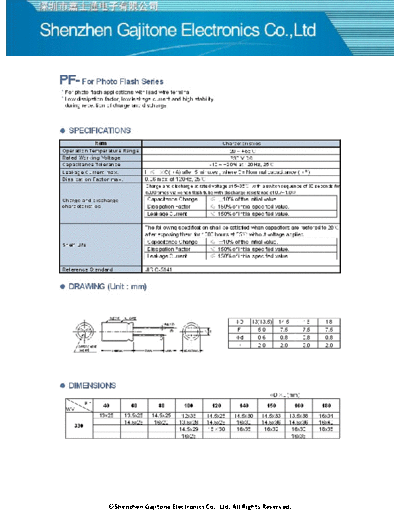 GJT [Gajitone] GJT [radial thru-hole] PF Series  . Electronic Components Datasheets Passive components capacitors GJT [Gajitone] GJT [radial thru-hole] PF Series.pdf