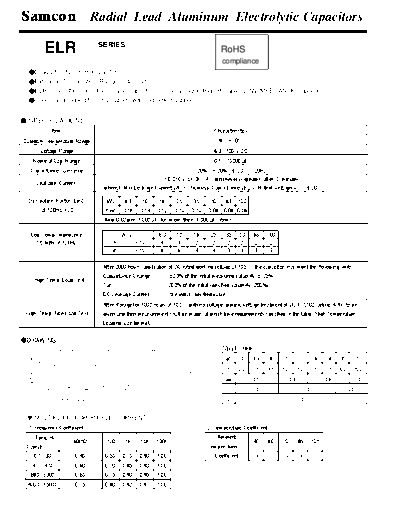 Samcon [radial thru-hole] ELR Series  . Electronic Components Datasheets Passive components capacitors Samcon Samcon [radial thru-hole] ELR Series.pdf