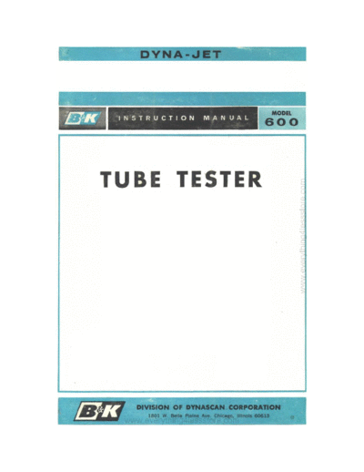 B&K bk model 600 tube tester instructions  . Rare and Ancient Equipment B&K bk_model_600_tube_tester_instructions.pdf
