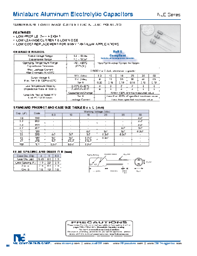 NIC [radial thru-hole] NLE Series  . Electronic Components Datasheets Passive components capacitors NIC NIC [radial thru-hole] NLE Series.pdf