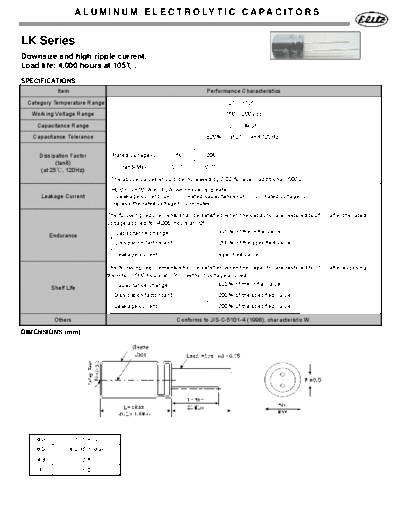 Elite [radial thru-hole] LK Series  . Electronic Components Datasheets Passive components capacitors Elite Elite [radial thru-hole] LK Series.pdf