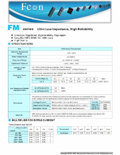 Fcon [radial thru-hole] FM Series IMCOMPLETE  . Electronic Components Datasheets Passive components capacitors Fcon Fcon [radial thru-hole] FM Series IMCOMPLETE.pdf