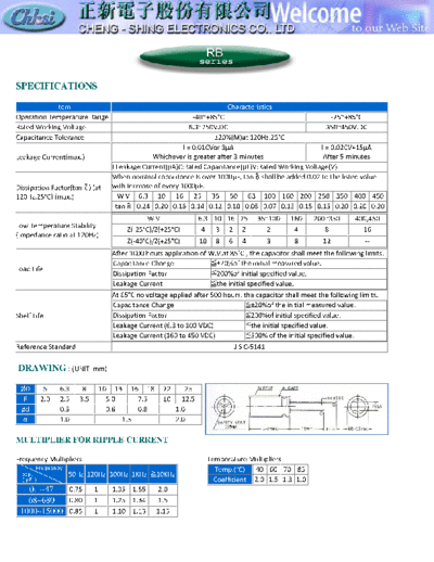 Chhsi [radial] 2004 RB series  . Electronic Components Datasheets Passive components capacitors Chhsi Chhsi [radial] 2004 RB series.pdf