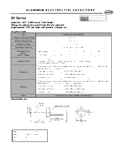 Elite [radial thru-hole] SF Series  . Electronic Components Datasheets Passive components capacitors Elite Elite [radial thru-hole] SF Series.pdf