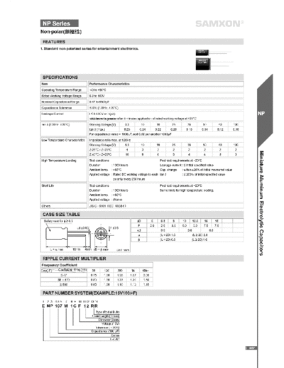 Samxon [non-polar radial] NP Series  . Electronic Components Datasheets Passive components capacitors Samxon Samxon [non-polar radial] NP Series.pdf