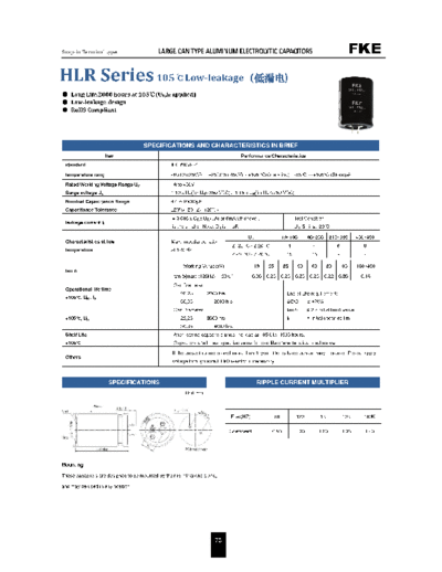 FKE [snap-in] HLR SERIES Series  . Electronic Components Datasheets Passive components capacitors FKE FKE [snap-in] HLR SERIES Series.pdf