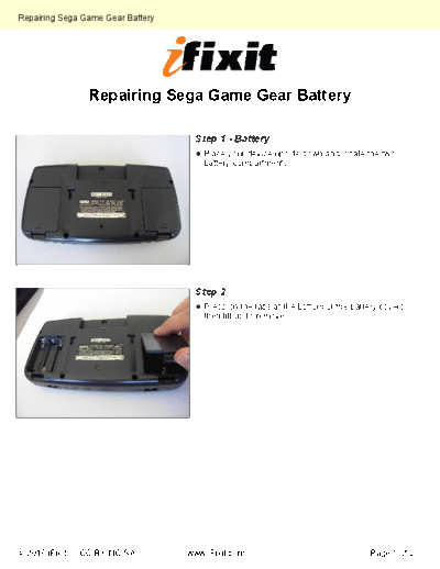 Sega Repairing-Battery-2345  Sega Sega Game Gear Repairing-Battery-2345.pdf