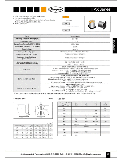 Jianghai [polymer SMD] HVX Series  . Electronic Components Datasheets Passive components capacitors Jianghai Jianghai [polymer SMD] HVX Series.pdf