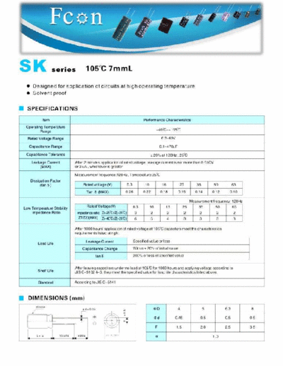Fcon [radial thru-hole] SK Series  . Electronic Components Datasheets Passive components capacitors Fcon Fcon [radial thru-hole] SK Series.pdf