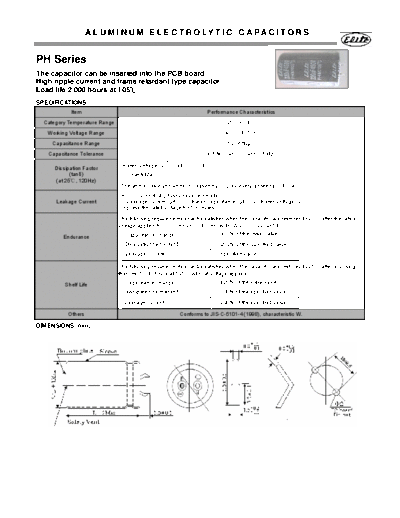 Elite [snap-in] PH Series  . Electronic Components Datasheets Passive components capacitors Elite Elite [snap-in] PH Series.pdf