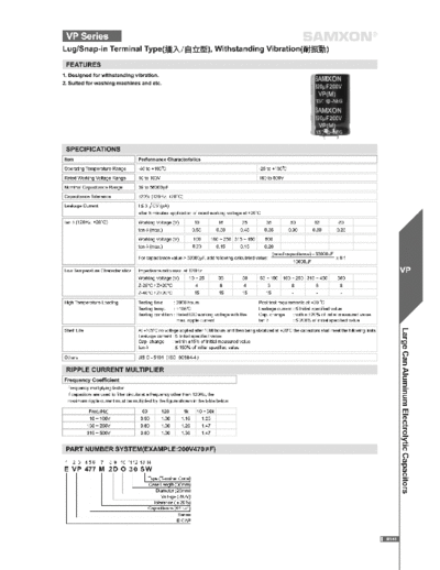 Samxon [lug & snap-in] VP Series  . Electronic Components Datasheets Passive components capacitors Samxon Samxon [lug & snap-in] VP Series.pdf