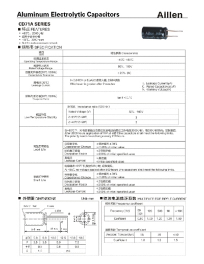 Aillen [non-polar radial] CD71A Series  . Electronic Components Datasheets Passive components capacitors Aillen Aillen [non-polar radial] CD71A Series.pdf