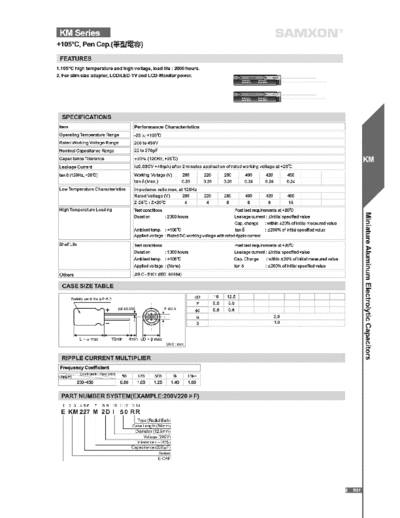 Samxon [pen-cap] KM Series  . Electronic Components Datasheets Passive components capacitors Samxon Samxon [pen-cap] KM Series.pdf