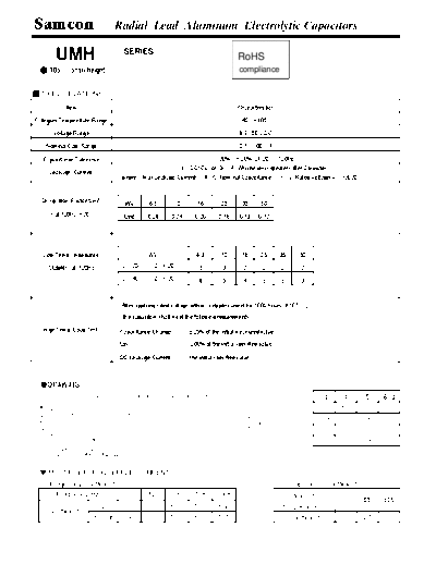 Samcon [radial thru-hole] UMH Series  . Electronic Components Datasheets Passive components capacitors Samcon Samcon [radial thru-hole] UMH Series.pdf