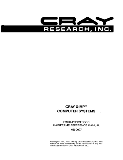 cray HR-0097B Cray X-MP Four-Processor Mainframe Reference Manual Aug86  cray CRAY_X-MP HR-0097B_Cray_X-MP_Four-Processor_Mainframe_Reference_Manual_Aug86.pdf