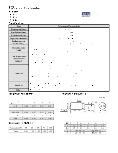 Acon [radial thru-hole] GZ Series  . Electronic Components Datasheets Passive components capacitors Acon Acon [radial thru-hole] GZ Series.pdf