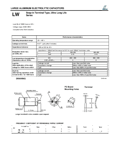 Decon [snap-in] LW Series  . Electronic Components Datasheets Passive components capacitors Decon Decon [snap-in] LW Series.pdf