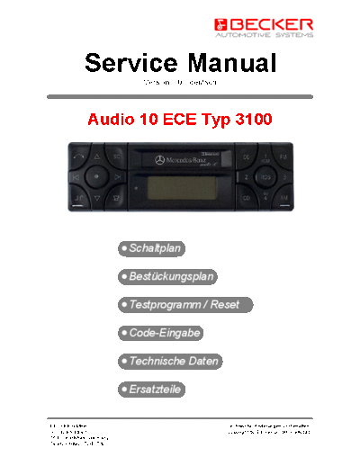 BECKER becker mercedes-benz audio-10 ece typ 3100 car audio  BECKER 10 ECE TYP 3100 becker_mercedes-benz_audio-10_ece_typ_3100_car_audio.pdf