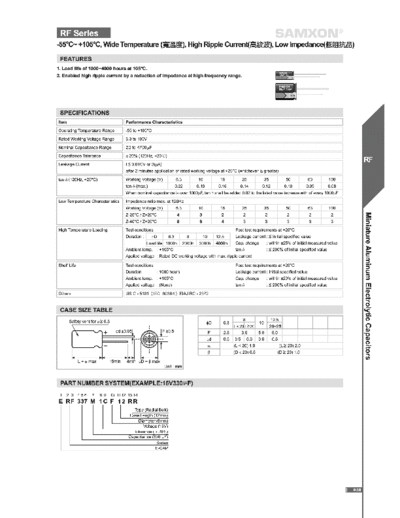 Samxon [radial thru-hole] RF Series  . Electronic Components Datasheets Passive components capacitors Samxon Samxon [radial thru-hole] RF Series.pdf