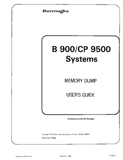 burroughs 1118478 B900 Mem Dump Users Guide Nov82  burroughs B900 1118478_B900_Mem_Dump_Users_Guide_Nov82.pdf