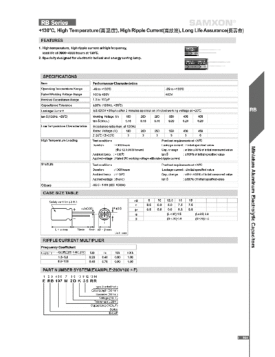 Samxon [radial thru-hole] RB Series  . Electronic Components Datasheets Passive components capacitors Samxon Samxon [radial thru-hole] RB Series.pdf